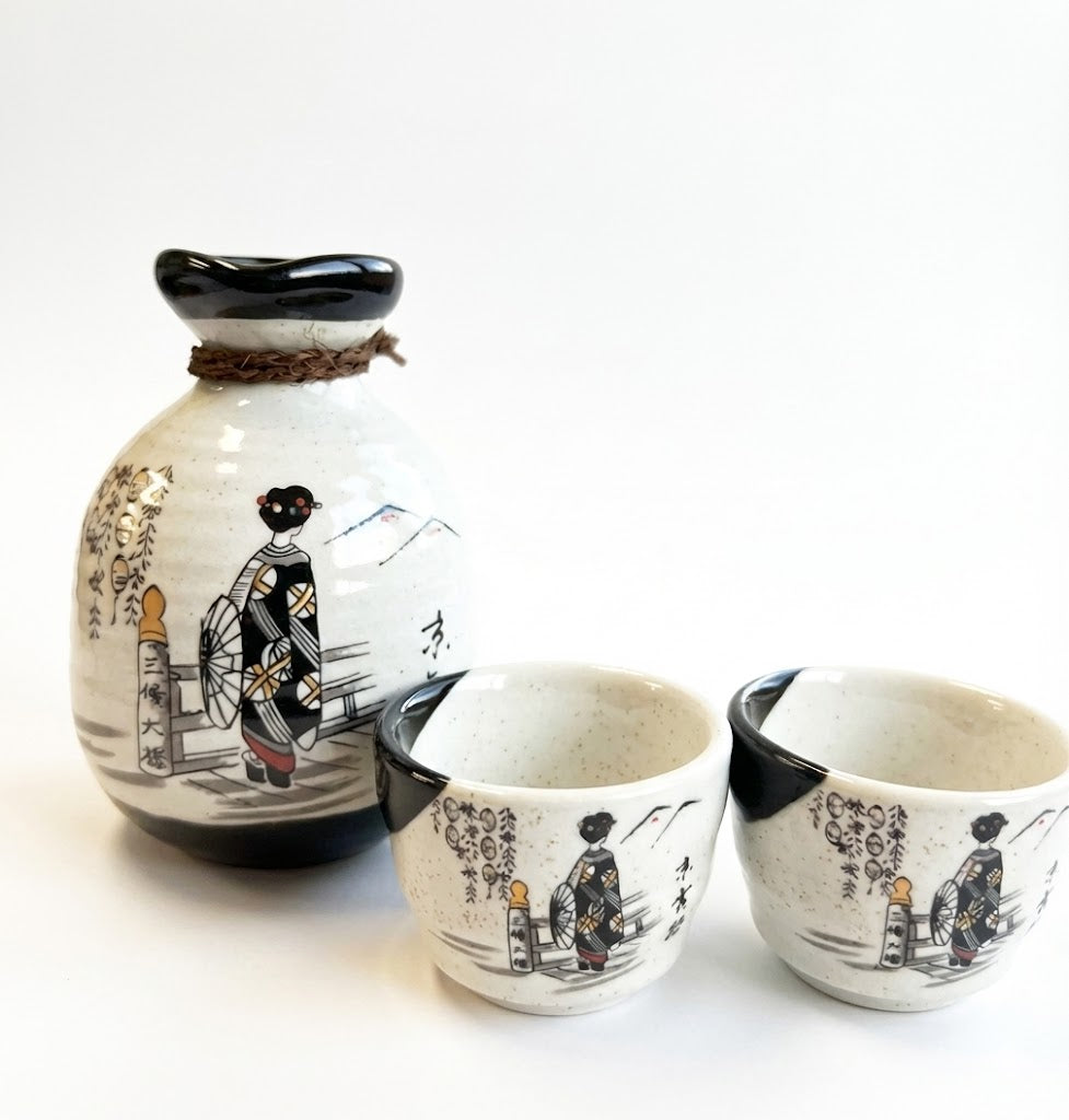 Coffret Service à Saké Traditionnel "Maiko" - Fabriqué au Japon (3 Pièces)