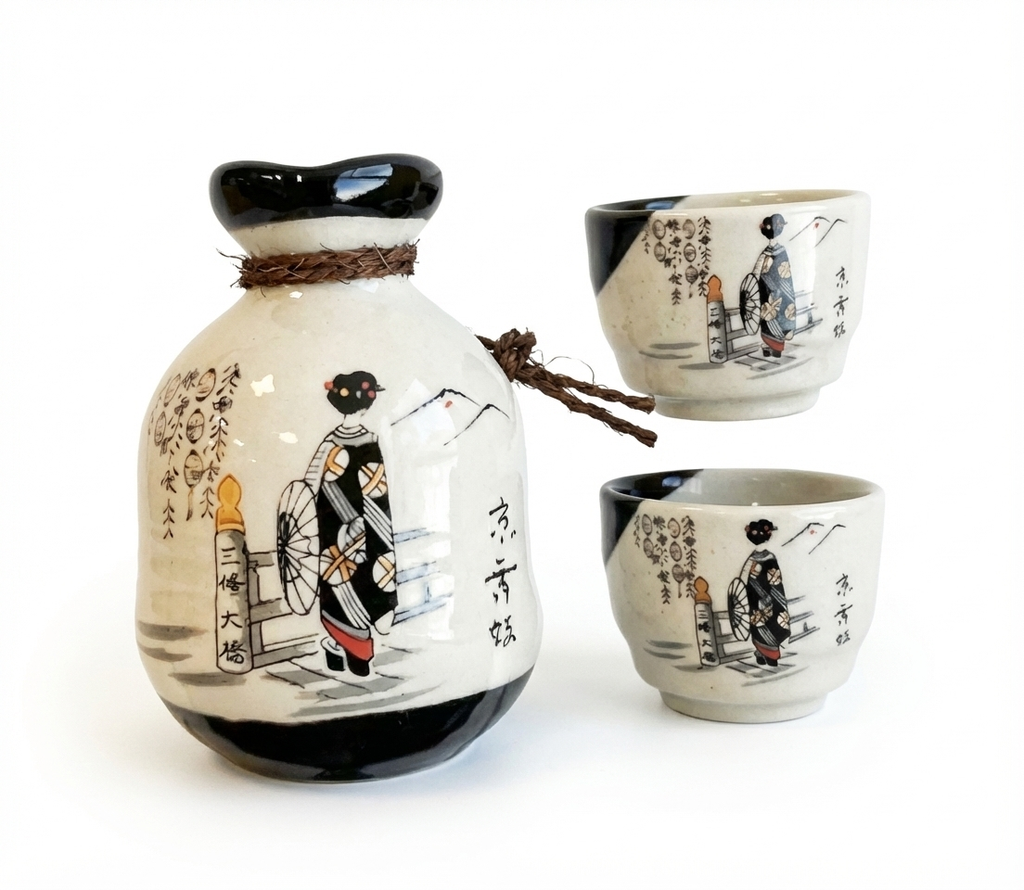 Coffret Service à Saké Traditionnel "Maiko" - Fabriqué au Japon (3 Pièces)
